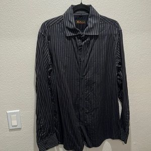 Ben Sherman Shirt Men's XL BLack Gray Check Button Up Long Sleeve